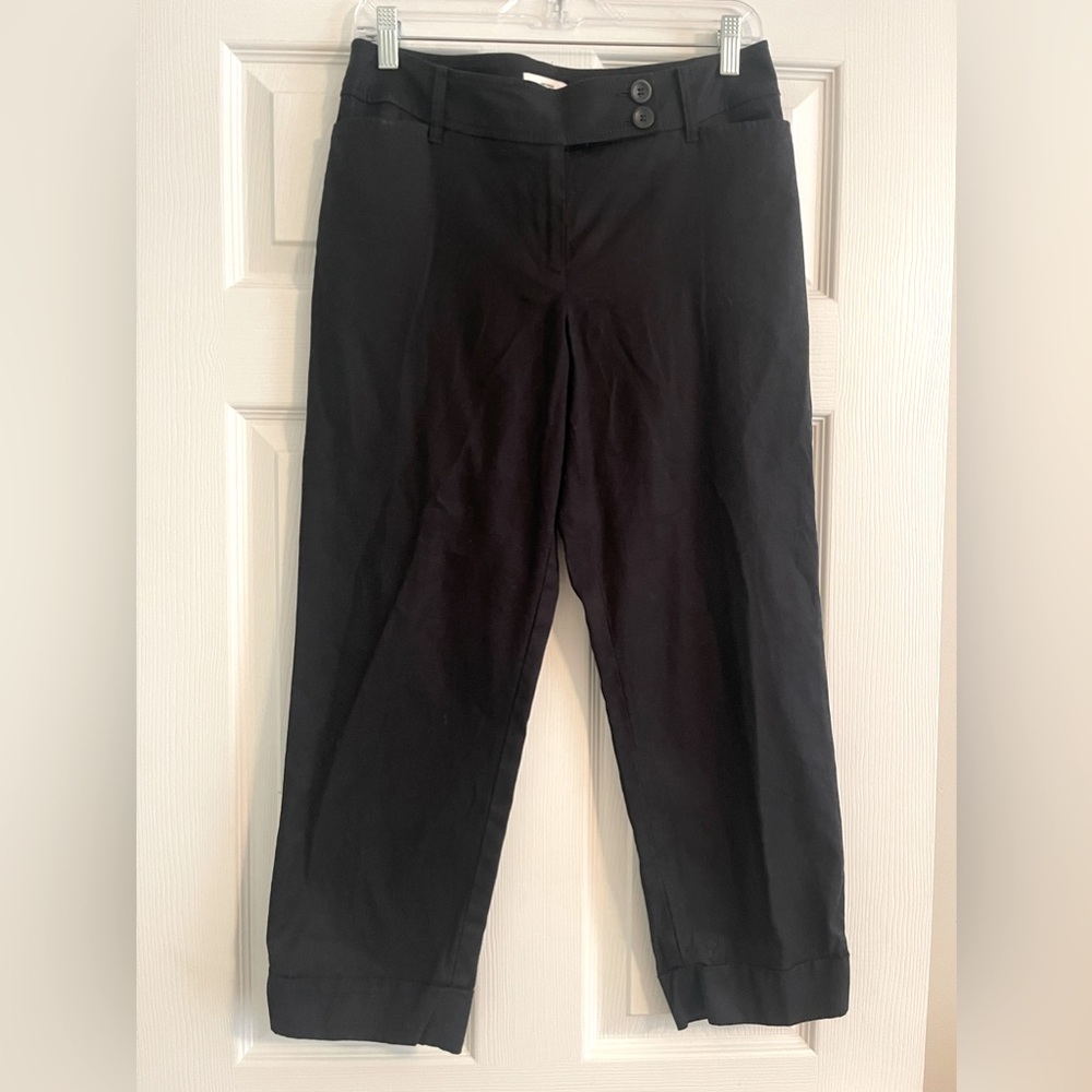 LOFT Black Julie Cropped Cuff pants size 4